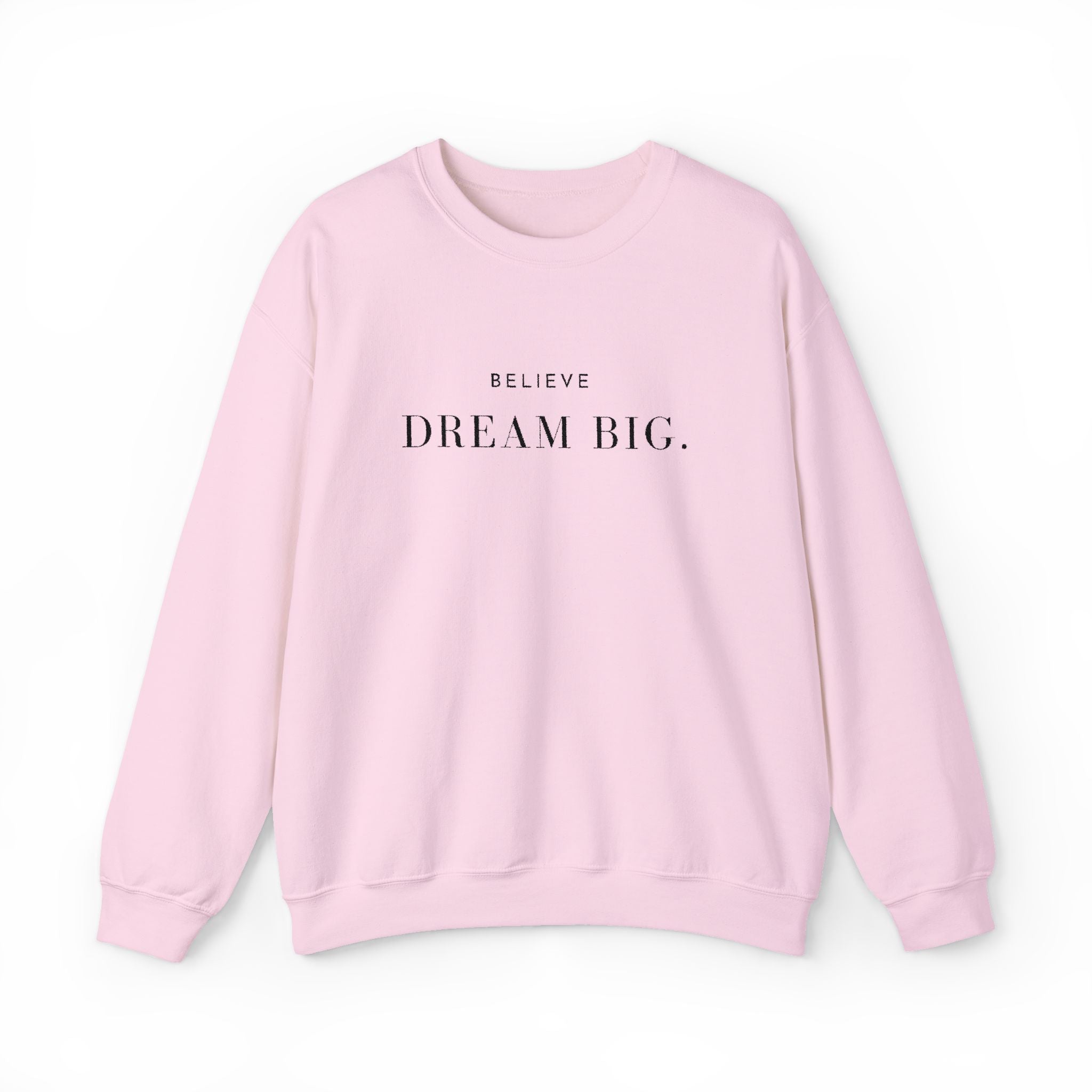 BELIEVE DREAM BIG. Sweatshirt | Embroidered Minimalist Typography | Oversize