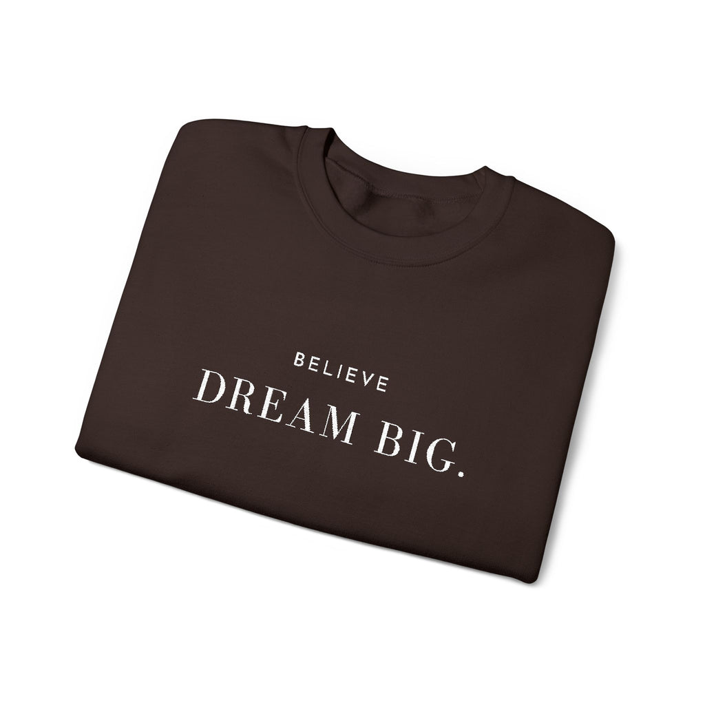 BELIEVE DREAM BIG. Sweatshirt | Embroidered Minimalist White Typography | Oversize