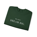 BELIEVE DREAM BIG. Sweatshirt | Embroidered Minimalist White Typography | Oversize