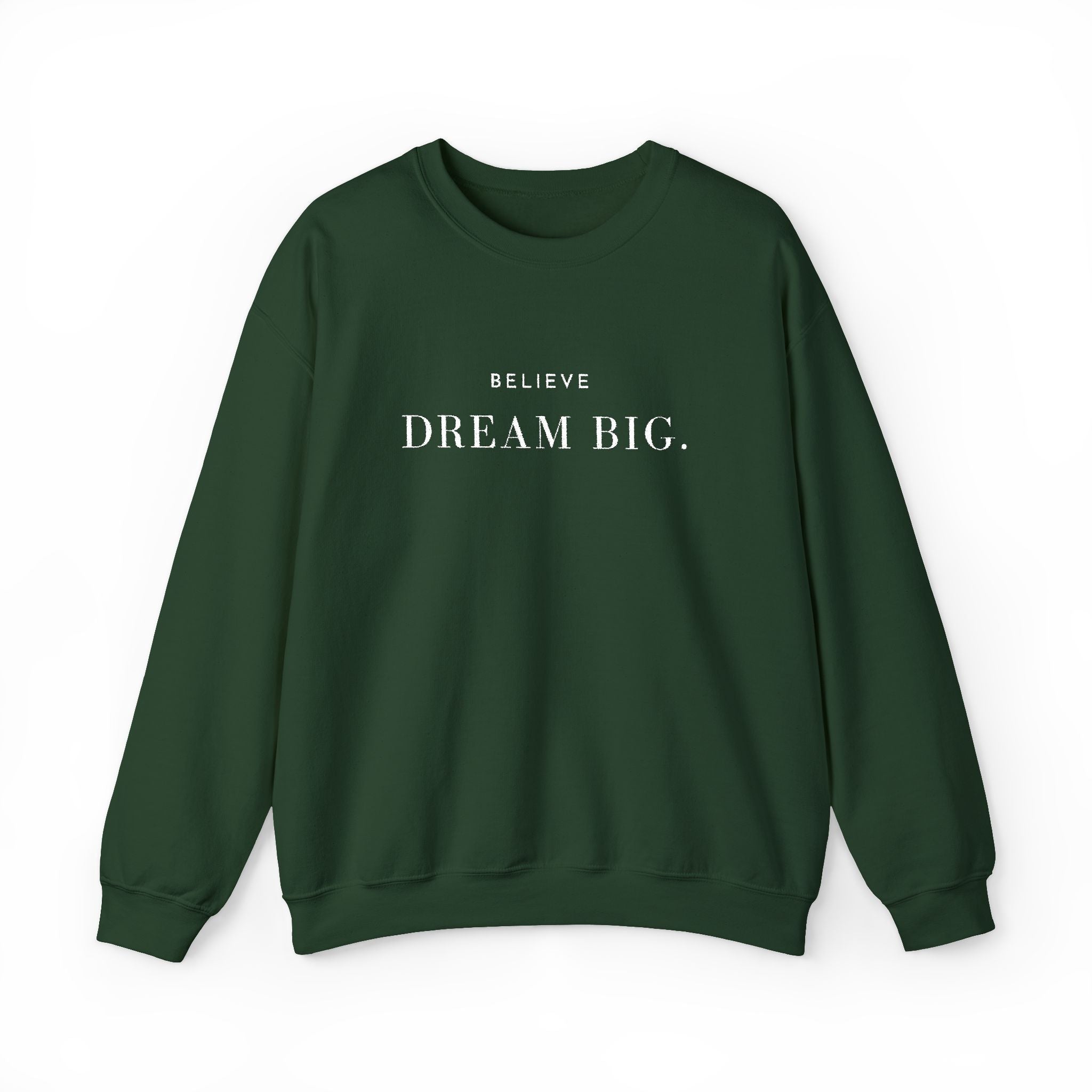 BELIEVE DREAM BIG. Sweatshirt | Embroidered Minimalist White Typography | Oversize