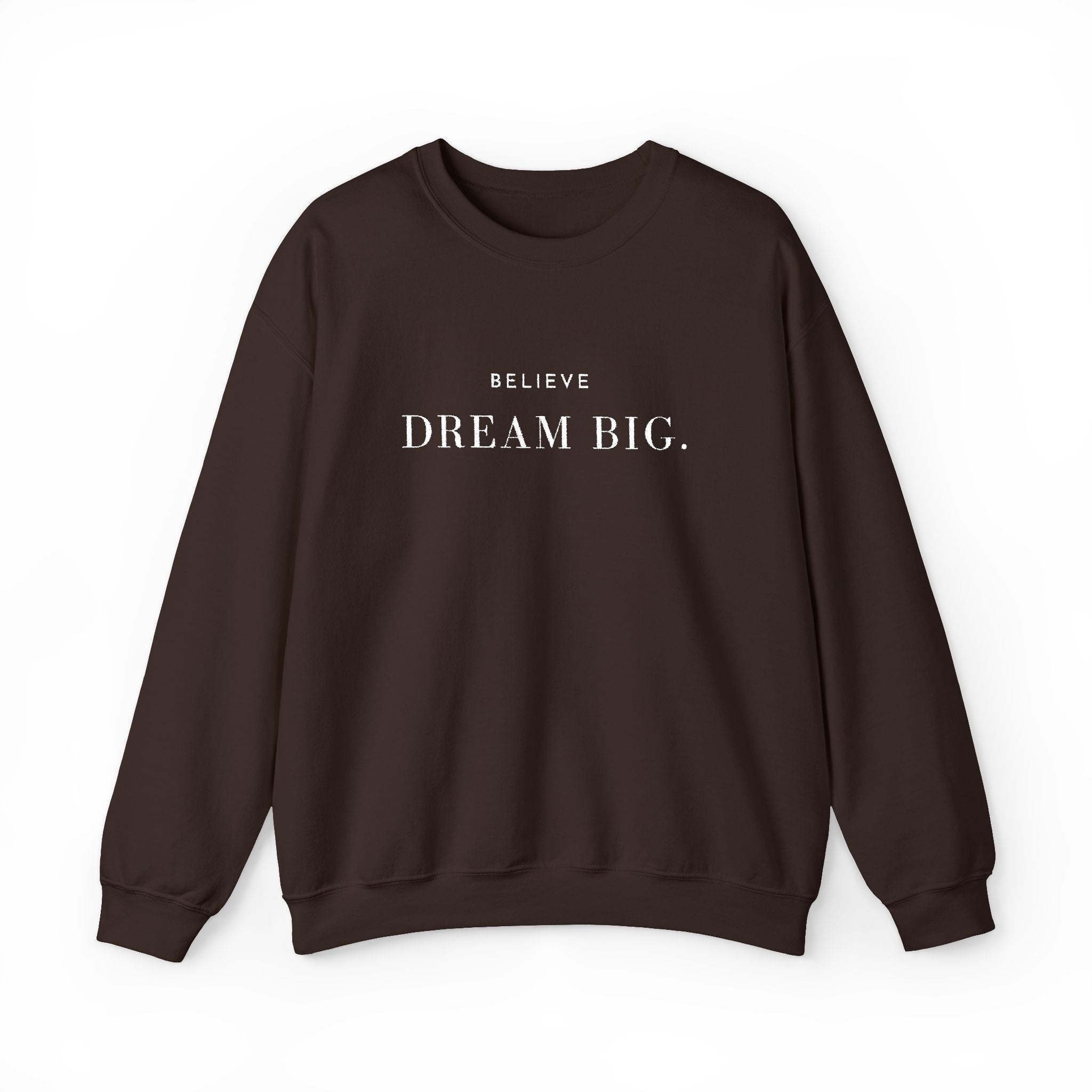 BELIEVE DREAM BIG. Sweatshirt | Embroidered Minimalist White Typography | Oversize