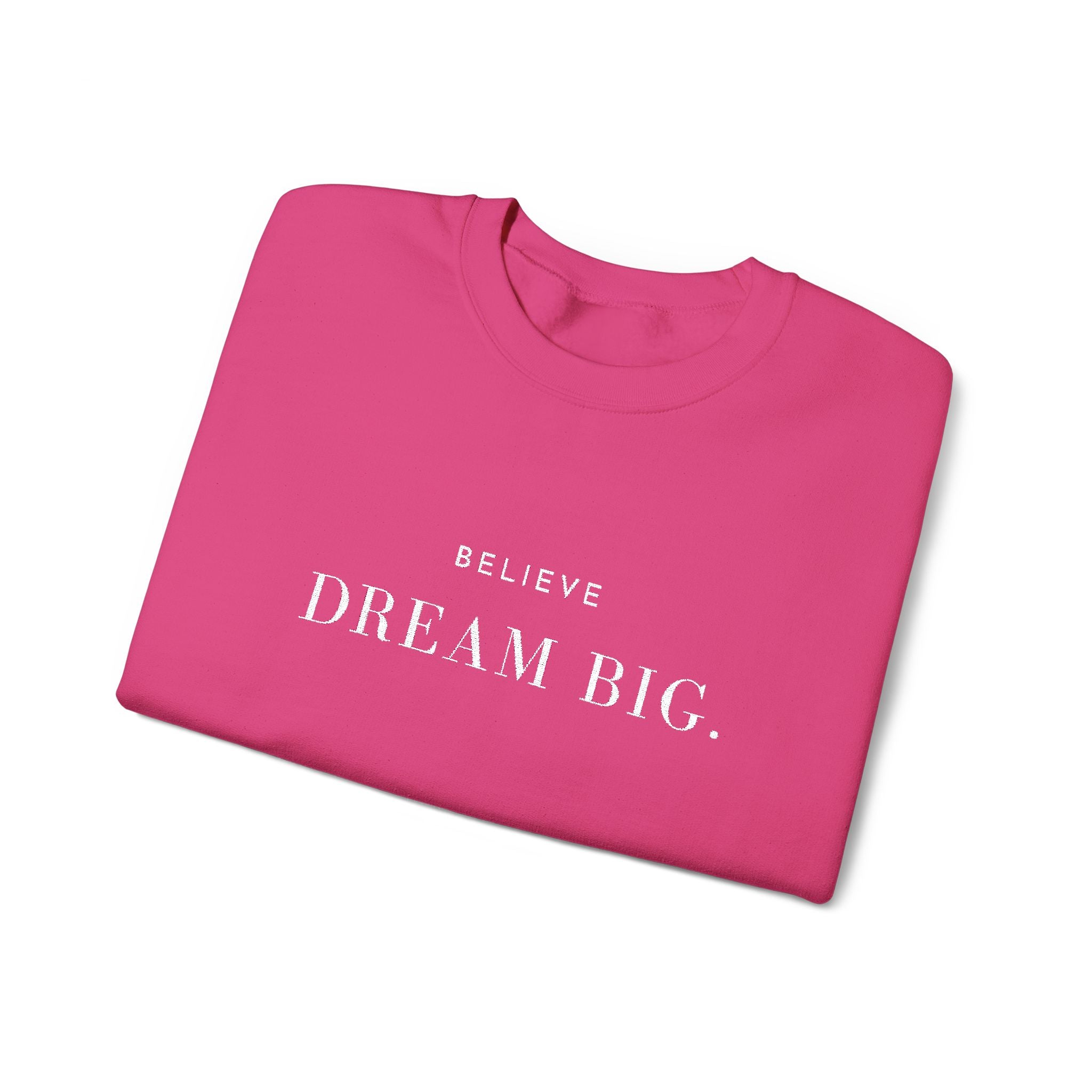 BELIEVE DREAM BIG. Sweatshirt | Embroidered Minimalist White Typography | Oversize
